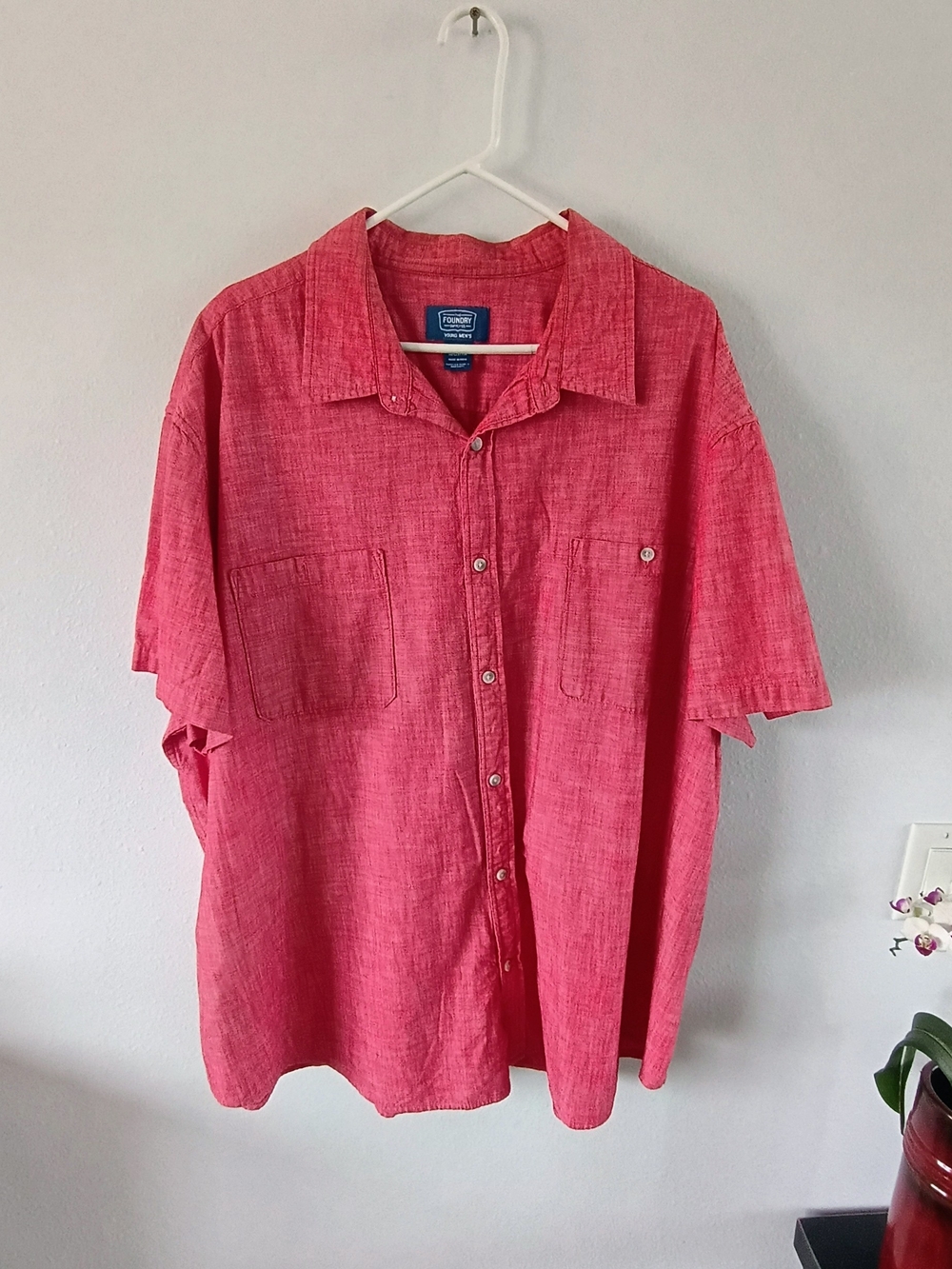 The Foundry Supply Co 4XL Coral Pink 100% Cotton Button Front Shirt Resort